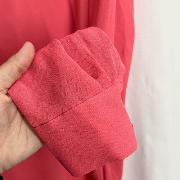 & Other Stories Long Sleeve Semi Sheer Coral Blouse - Picture 8 of 9